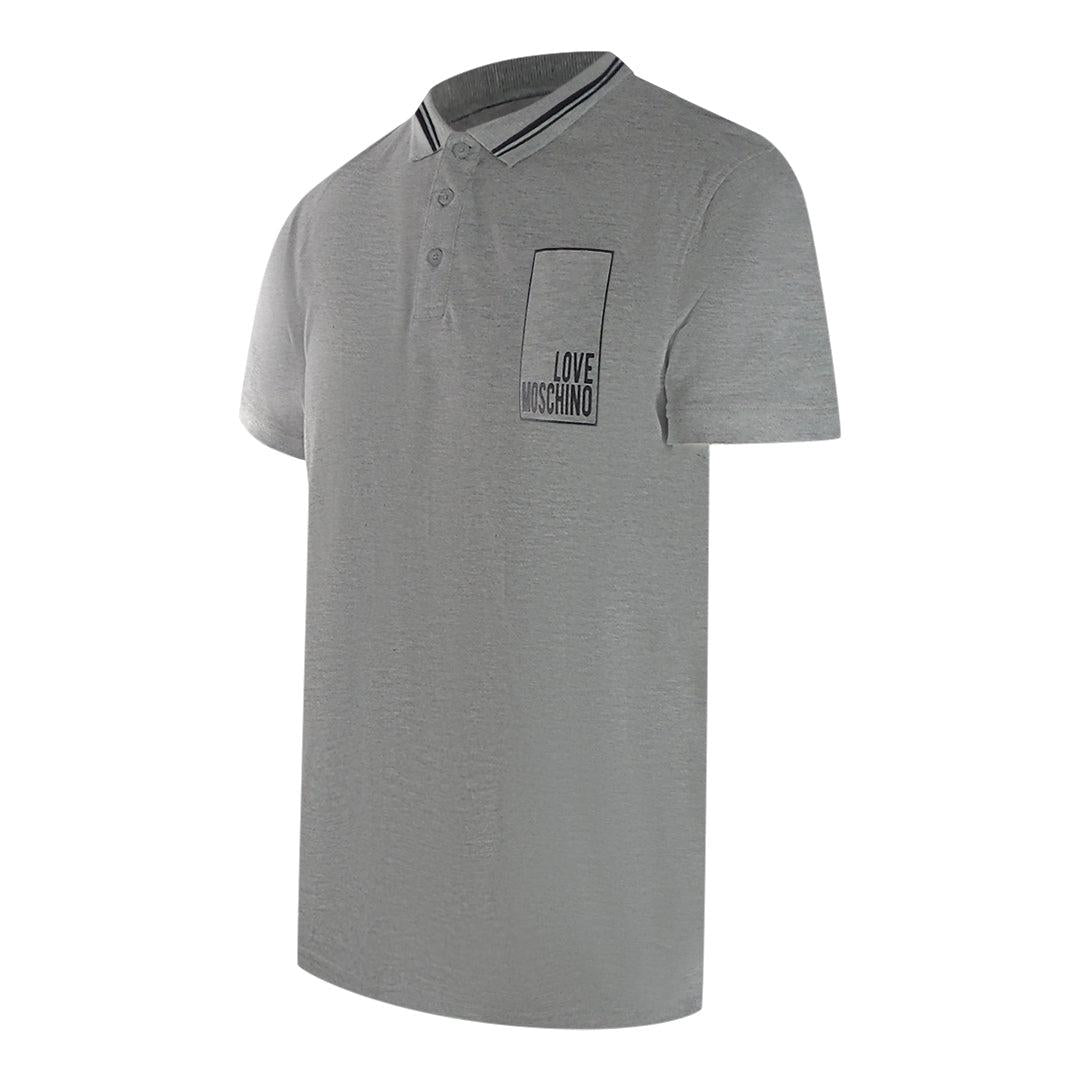 Grey - Side - Love Moschino Mens Box Logo Cotton Polo Shirt