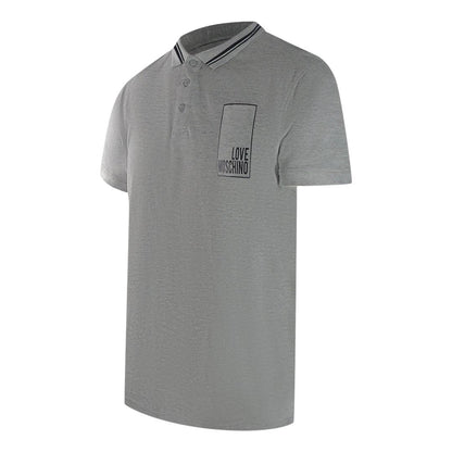 Grey - Side - Love Moschino Mens Box Logo Cotton Polo Shirt