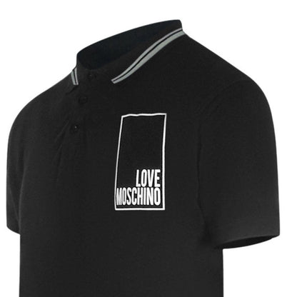 Black - Lifestyle - Love Moschino Mens Box Logo Cotton Polo Shirt