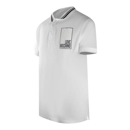 White - Side - Love Moschino Mens Box Logo Cotton Polo Shirt
