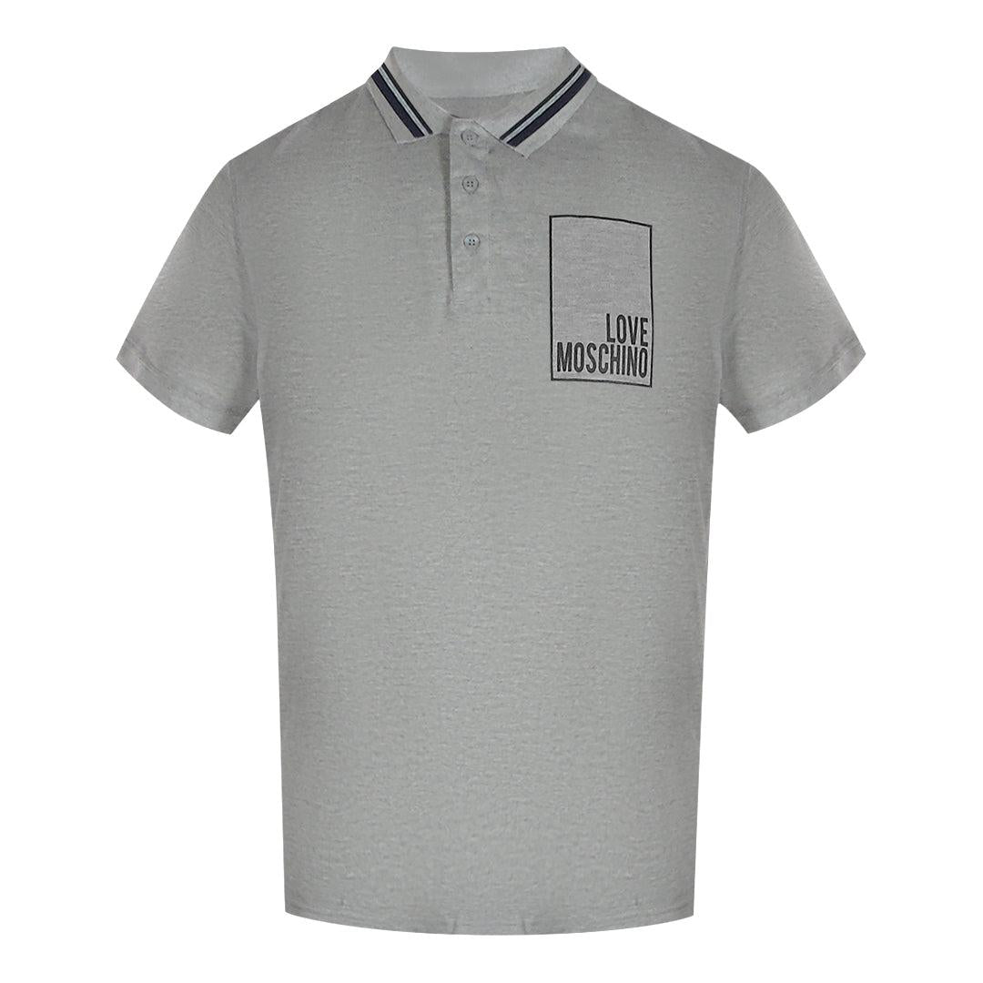 Grey - Front - Love Moschino Mens Box Logo Cotton Polo Shirt