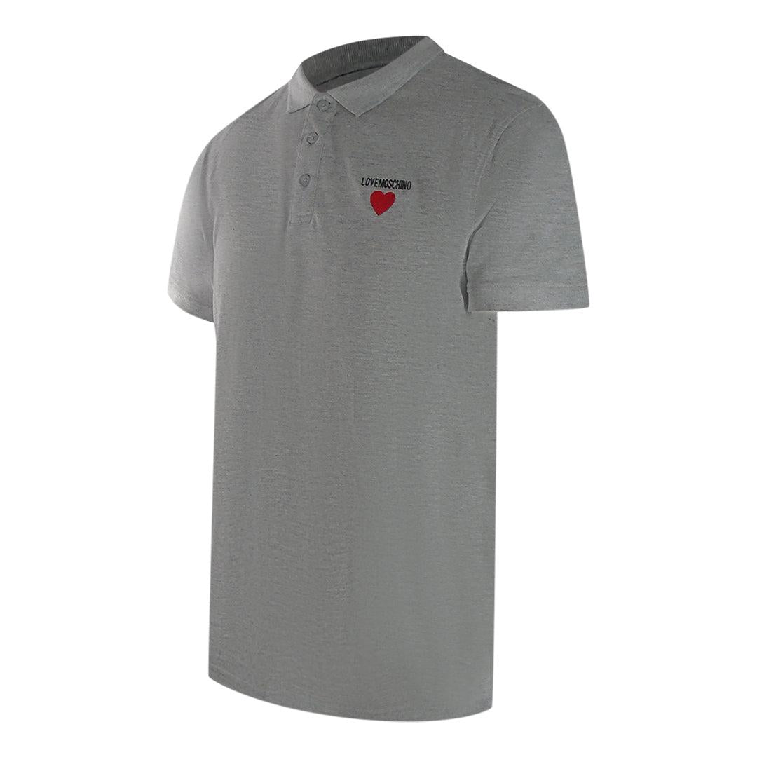Grey - Side - Love Moschino Mens Cotton Short-Sleeved Polo Shirt