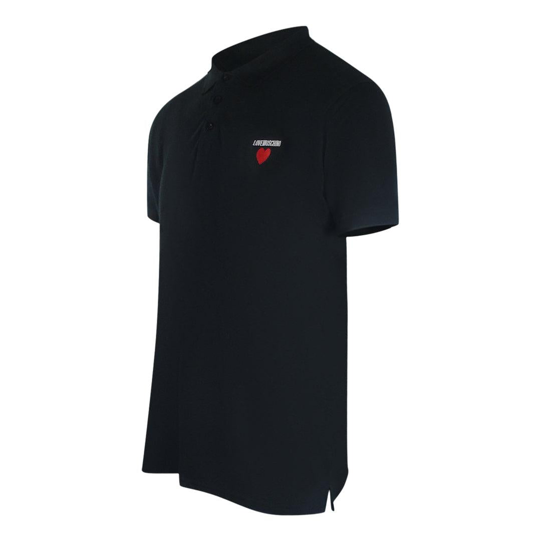 Black - Side - Love Moschino Mens Cotton Short-Sleeved Polo Shirt