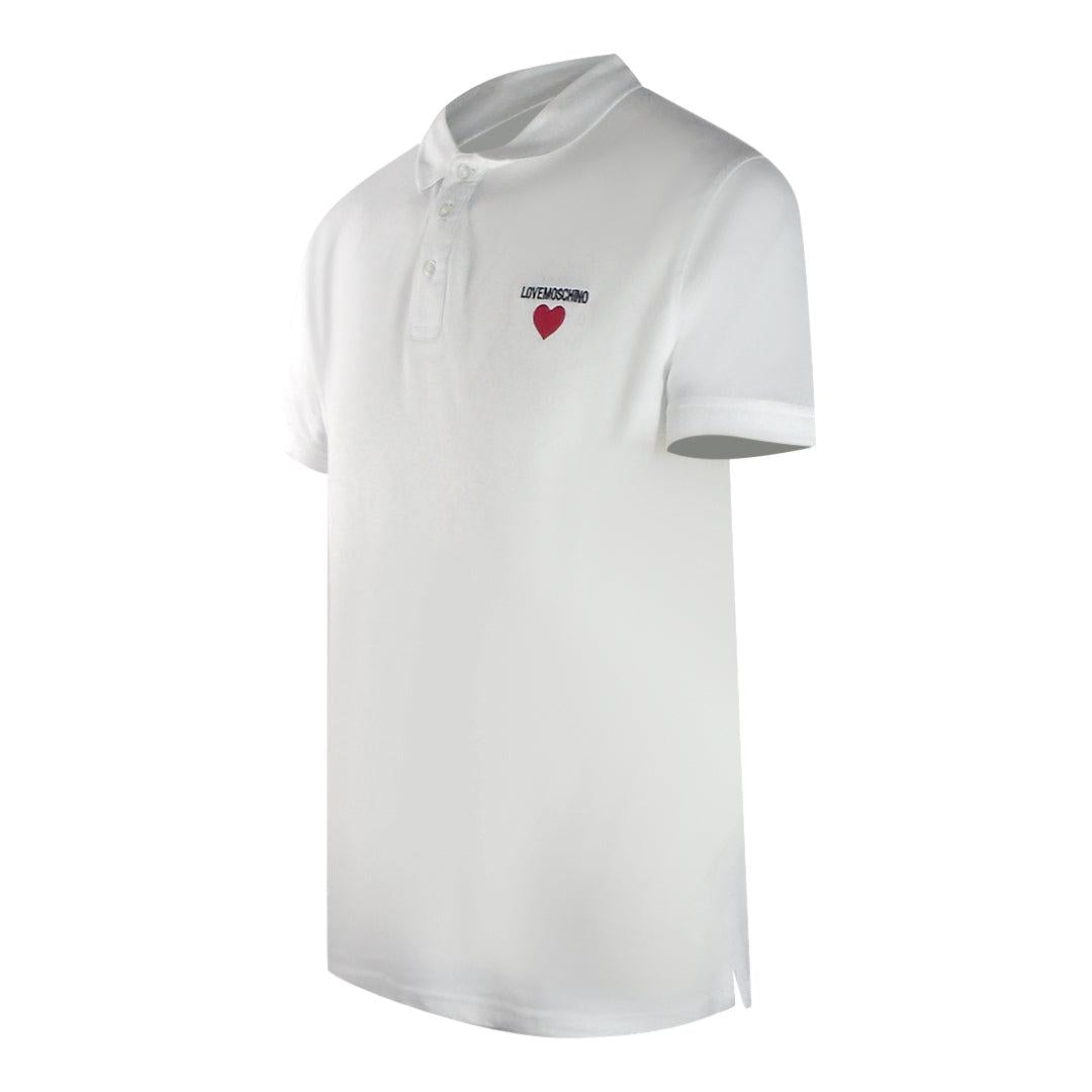 White - Side - Love Moschino Mens Cotton Short-Sleeved Polo Shirt