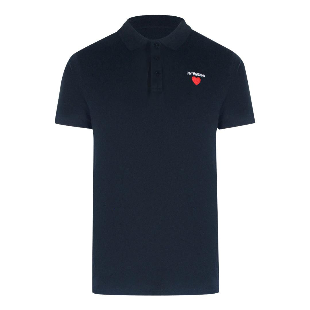 Navy Blue - Front - Love Moschino Mens Cotton Short-Sleeved Polo Shirt