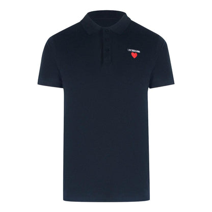 Navy Blue - Front - Love Moschino Mens Cotton Short-Sleeved Polo Shirt