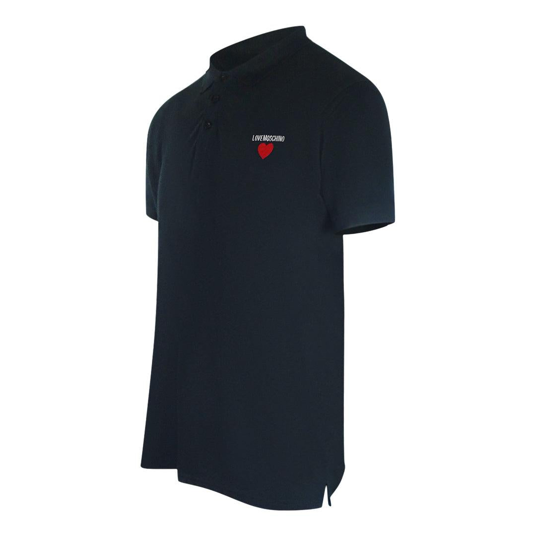 Navy Blue - Side - Love Moschino Mens Cotton Short-Sleeved Polo Shirt