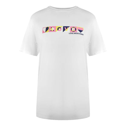 White - Front - Love Moschino Womens-Ladies Logo Colour Block T-Shirt