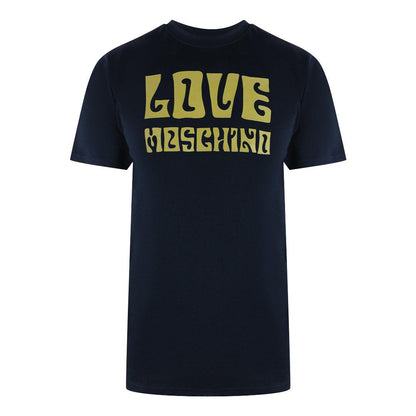 Navy Blue - Front - Love Moschino Mens Groovy Cotton T-Shirt