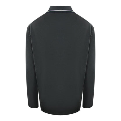 Gun Metal-White - Back - Fred Perry Mens Cotton Long-Sleeved Polo Shirt