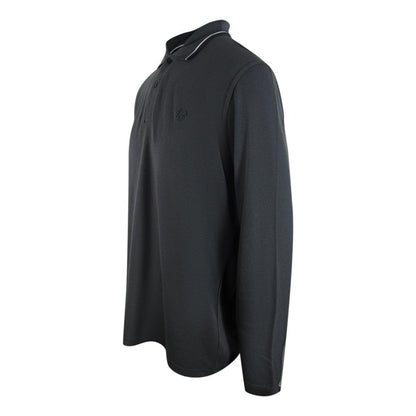 Gun Metal-White - Side - Fred Perry Mens Cotton Long-Sleeved Polo Shirt
