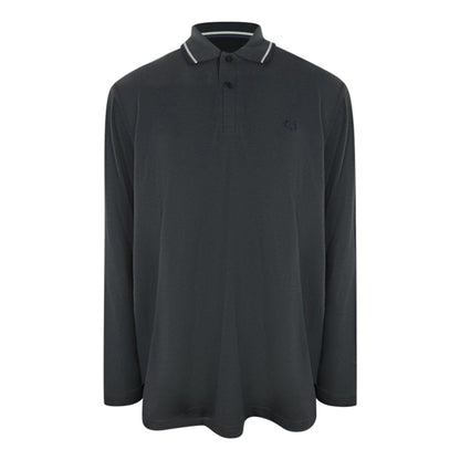 Gun Metal-White - Front - Fred Perry Mens Cotton Long-Sleeved Polo Shirt