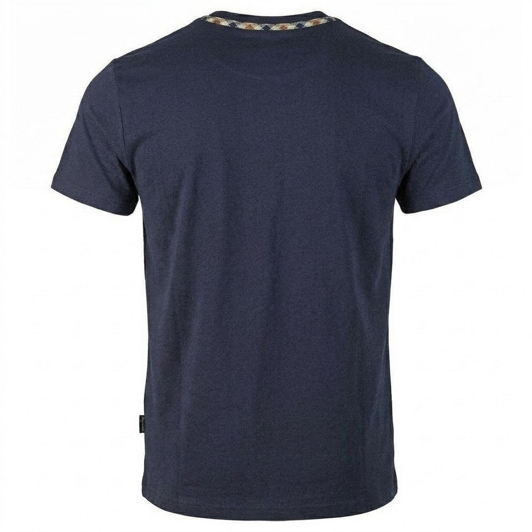 Navy - Back - Aquascutum Mens Logo Cotton Blend Short-Sleeved T-Shirt
