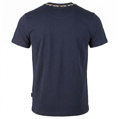 Navy - Back - Aquascutum Mens Logo Cotton Blend Short-Sleeved T-Shirt