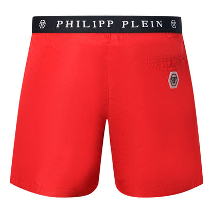 Red - Back - Philipp Plein Mens Branded Swim Shorts