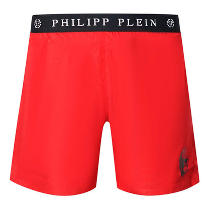 Red - Front - Philipp Plein Mens Branded Swim Shorts