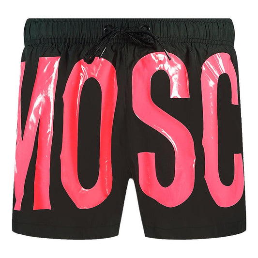 Pink-Black - Front - Moschino Mens Logo Swim Shorts