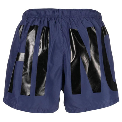 Navy Blue - Back - Moschino Mens Logo Swim Shorts