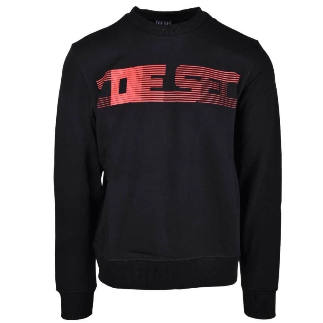 Black - Front - Diesel Unisex Adult Striped Logo Sweatshirt