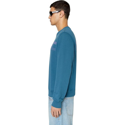 Blue - Side - Diesel Unisex Adult Striped Logo Sweatshirt