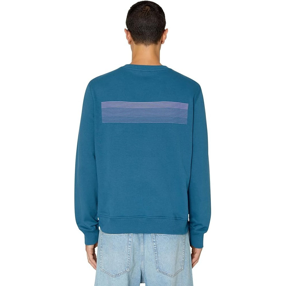 Blue - Pack Shot - Diesel Unisex Adult Striped Logo Sweatshirt