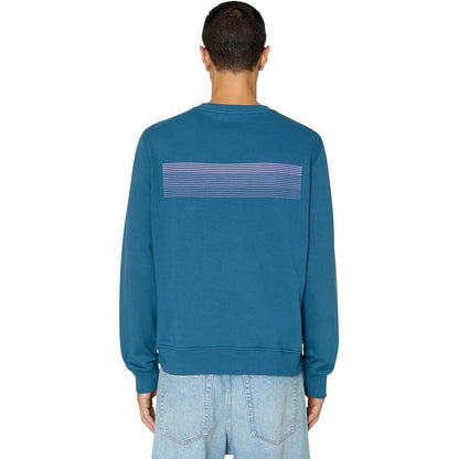 Blue - Pack Shot - Diesel Unisex Adult Striped Logo Sweatshirt