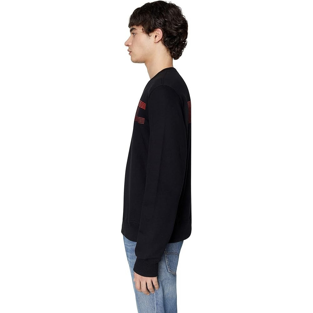 Black - Side - Diesel Unisex Adult Striped Logo Sweatshirt