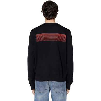 Black - Pack Shot - Diesel Unisex Adult Striped Logo Sweatshirt