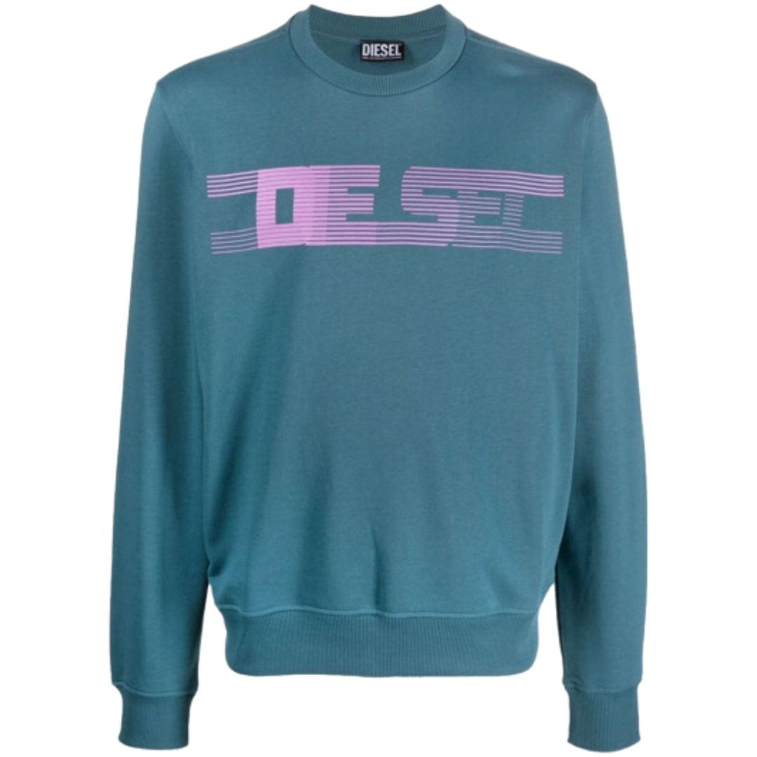 Blue - Front - Diesel Unisex Adult Striped Logo Sweatshirt