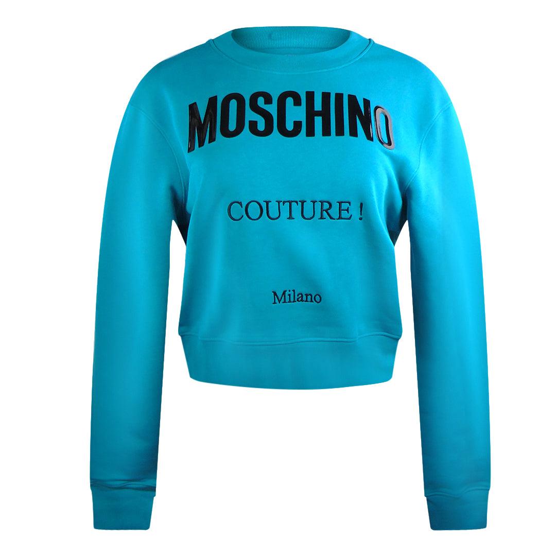 Turquoise Blue - Front - Moschino Unisex Adult Couture Logo Sweatshirt