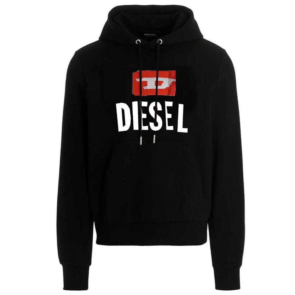 Black - Front - Diesel Mens New D Logo Cotton Blend Hoodie