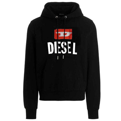Black - Front - Diesel Mens New D Logo Cotton Blend Hoodie