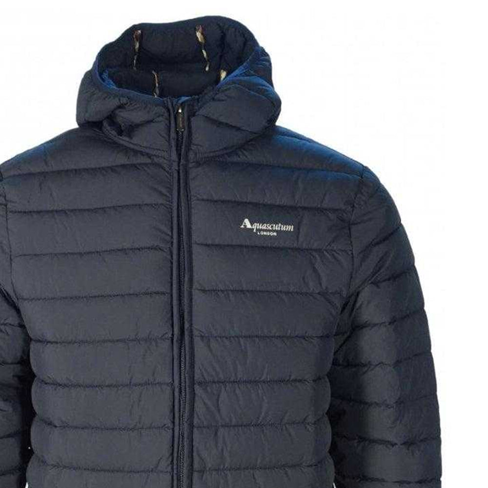Navy Blue - Side - Aquascutum Mens Active Hooded Hooded Jacket