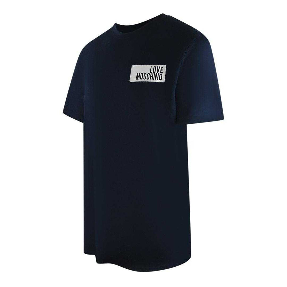 Navy Blue - Side - Love Moschino Mens Block Logo T-Shirt
