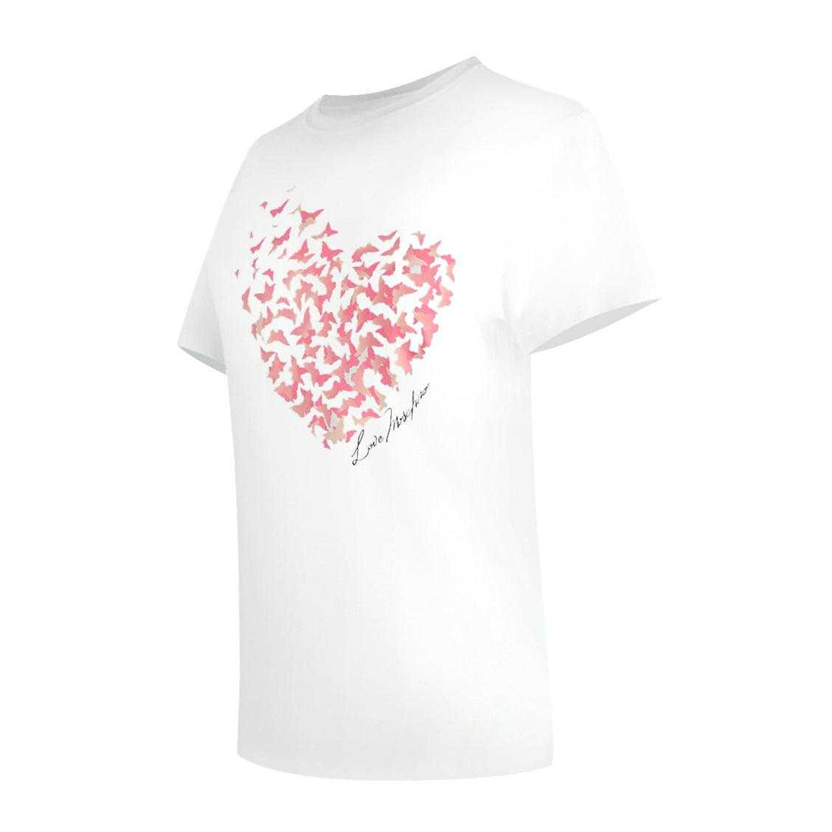 White - Side - Love Moschino Womens-Ladies Butterfly & Heart Cotton T-Shirt