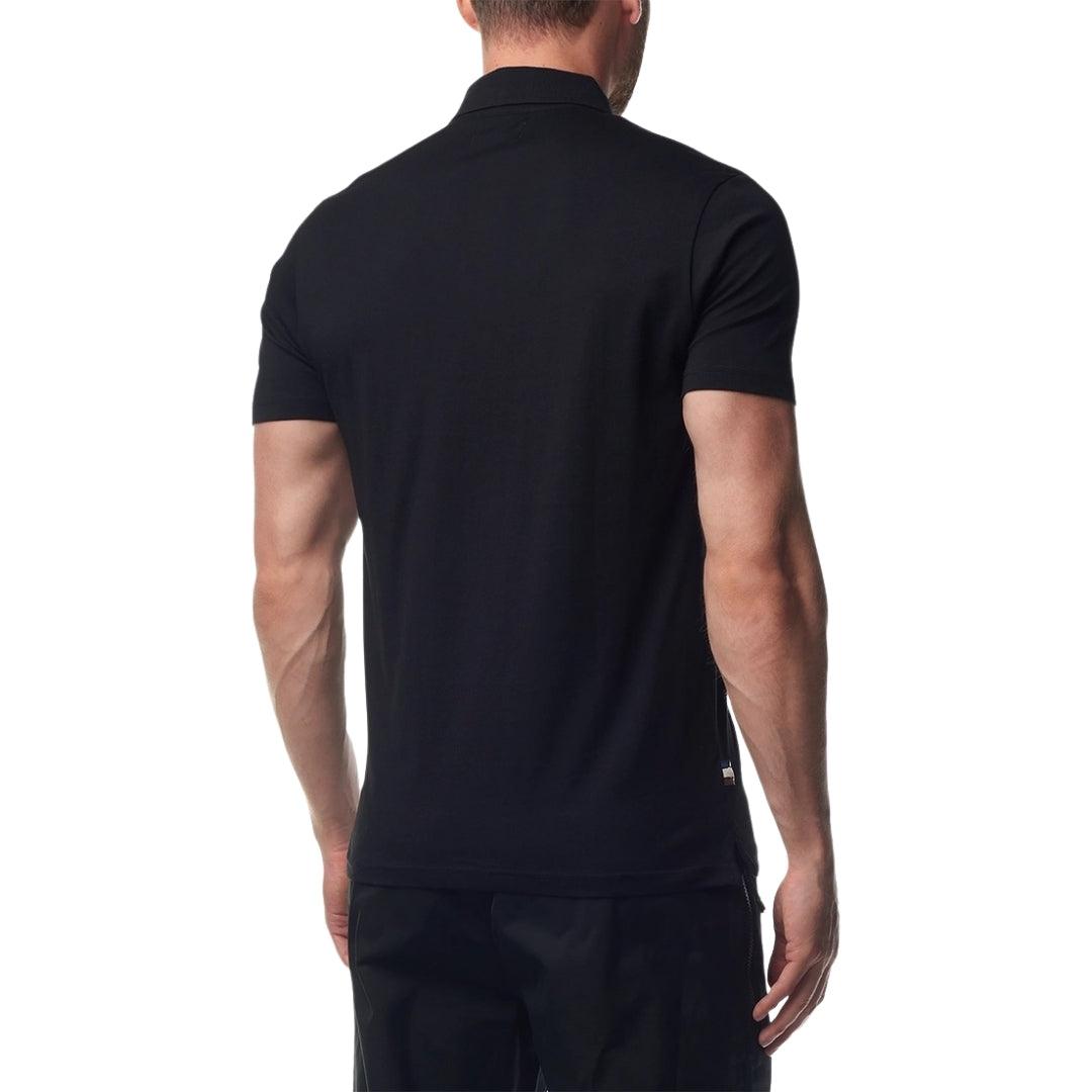 Black - Back - Aquascutum Mens Active Sailor Short-Sleeved Polo Shirt