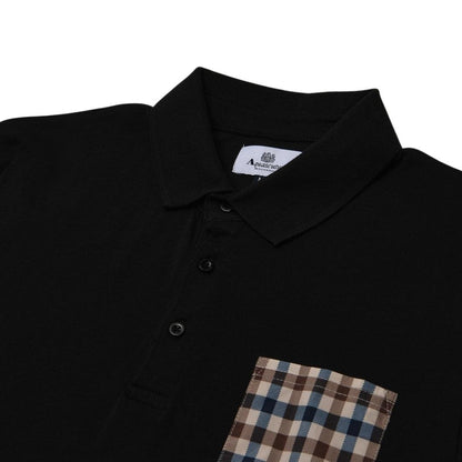 Black - Side - Aquascutum Mens Active Sailor Short-Sleeved Polo Shirt