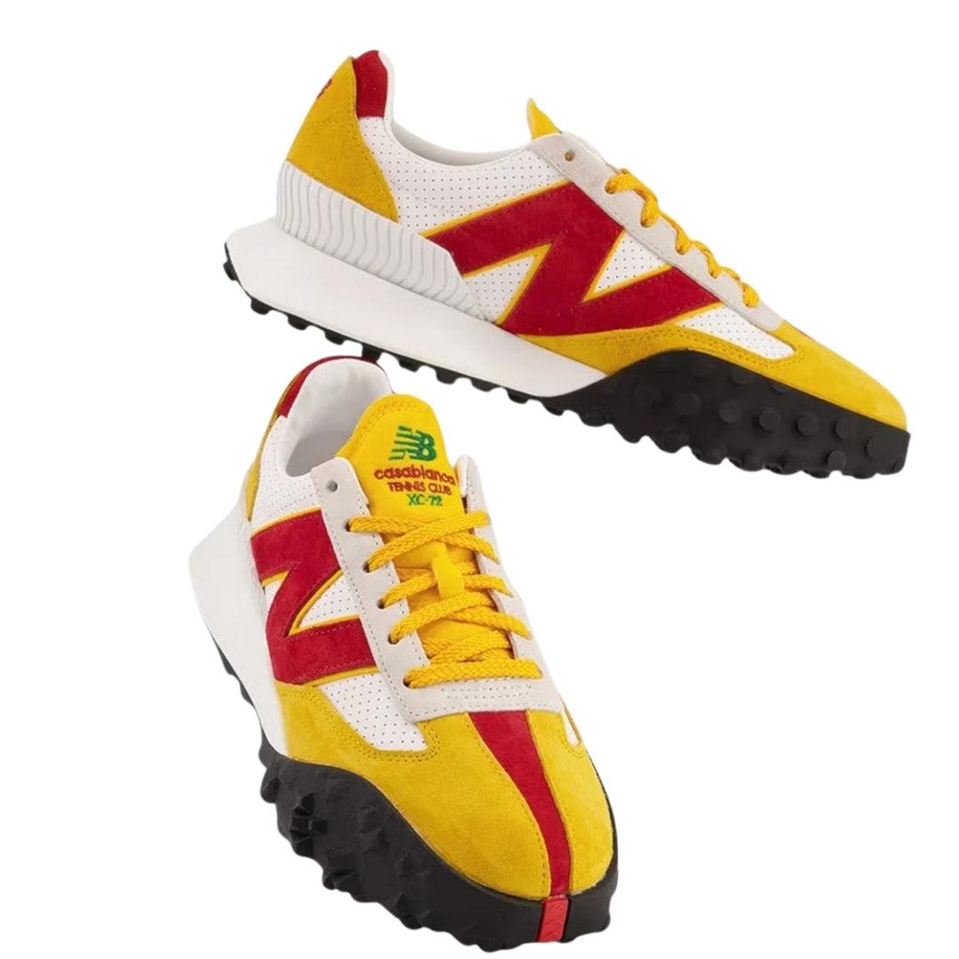 Yellow-Red-White - Pack Shot - Casablanca Mens New Balance Suede Trainers