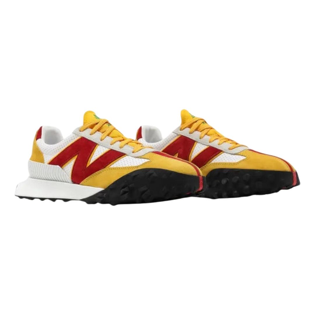 Yellow-Red-White - Close up - Casablanca Mens New Balance Suede Trainers