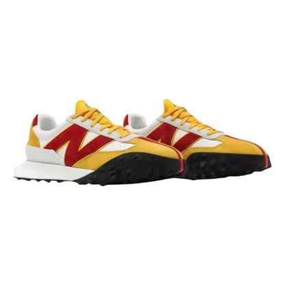 Yellow-Red-White - Close up - Casablanca Mens New Balance Suede Trainers