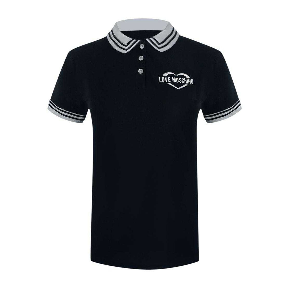 Navy Blue - Front - Love Moschino Mens Heart Cotton Polo Shirt