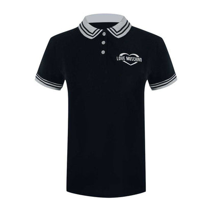 Navy Blue - Front - Love Moschino Mens Heart Cotton Polo Shirt