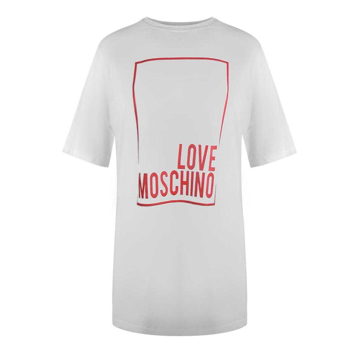 White - Front - Love Moschino Womens-Ladies Box Logo Oversized T-Shirt Dress