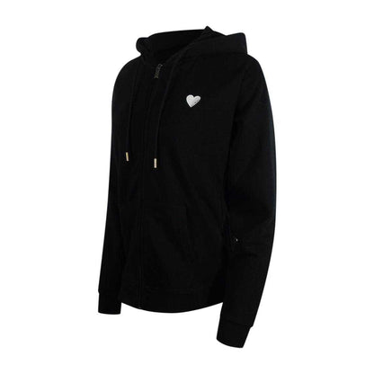 Black - Side - Love Moschino Womens-Ladies Cotton Long-Sleeved Full Zip Hoodie