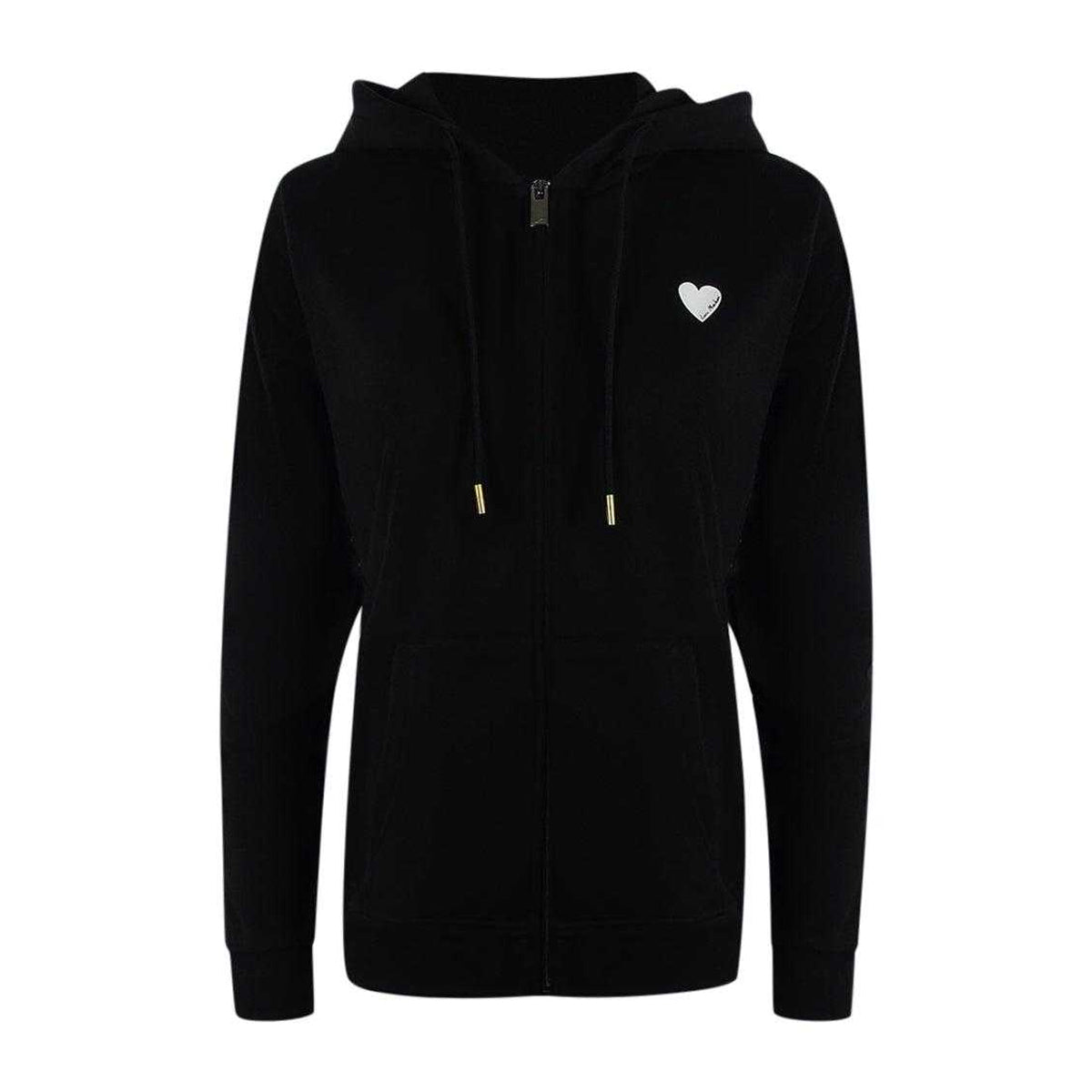 Black - Front - Love Moschino Womens-Ladies Cotton Long-Sleeved Full Zip Hoodie
