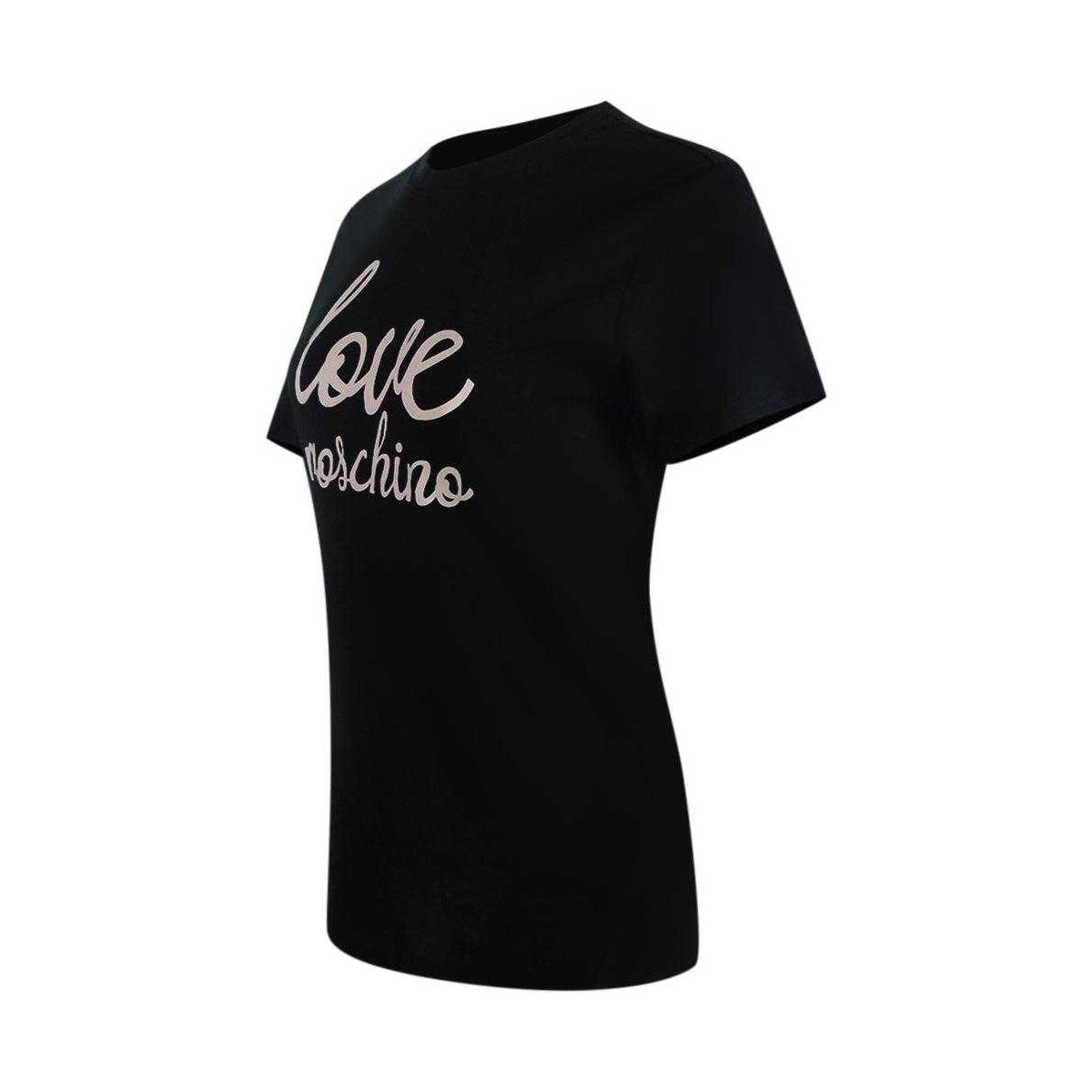 Black-Bold Pink - Side - Love Moschino Womens-Ladies Bold Cotton T-Shirt