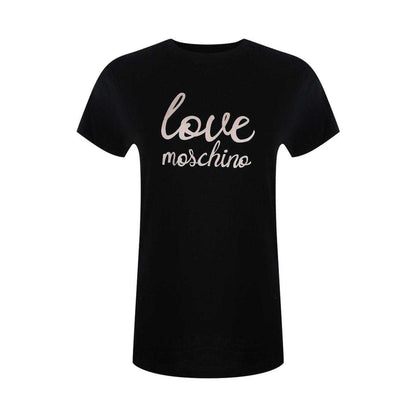 Black-Bold Pink - Front - Love Moschino Womens-Ladies Bold Cotton T-Shirt