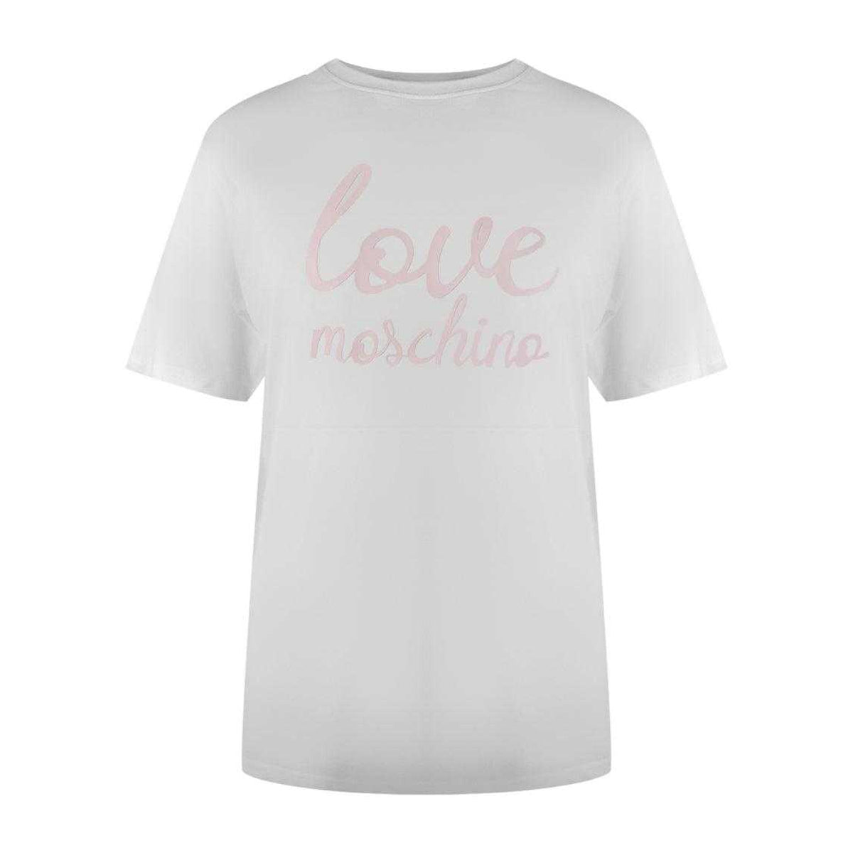 White - Front - Love Moschino Womens-Ladies Love Logo Cotton Casual T-Shirt