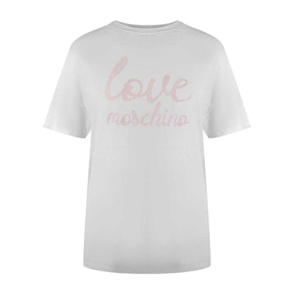 White - Front - Love Moschino Womens-Ladies Love Logo Cotton Casual T-Shirt