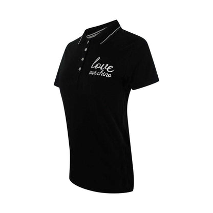 Black - Side - Love Moschino Womens-Ladies Embroidered Logo Polo Shirt